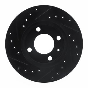 Audi 4000 Brake Rotor (1) - Front Right - R1 Concepts - Drilled & Slotted - Black - `80-`08